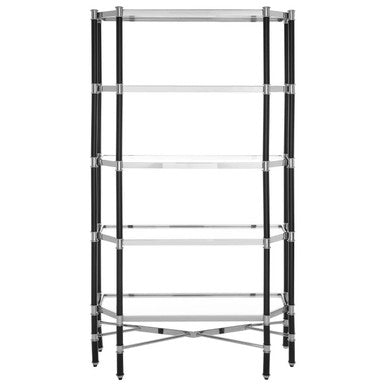 Allessi Clear Glass and Chrome Finish 5 Tier Shelf Unit