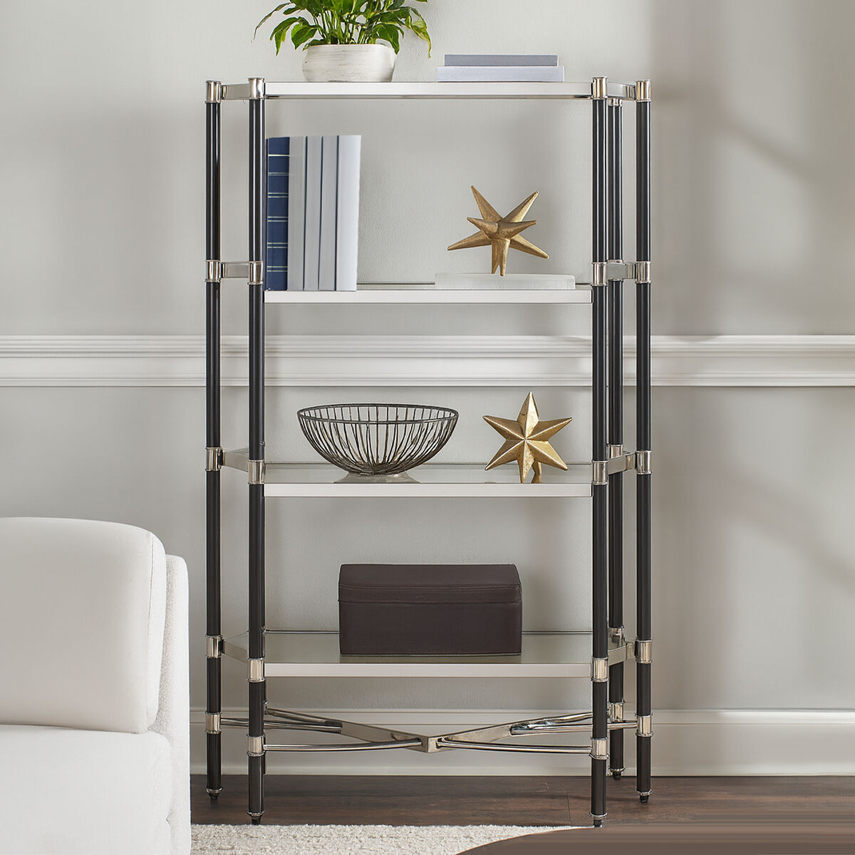 Allessi Clear Glass and Chrome Finish 5 Tier Shelf Unit