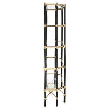 Allessi Clear Glass and Champagne Finish 5 Tier Shelf Unit