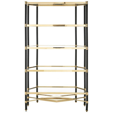 Allessi Clear Glass and Champagne Finish 5 Tier Shelf Unit