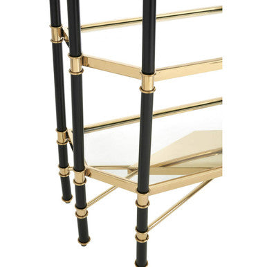 Allessi Clear Glass and Champagne Finish 5 Tier Shelf Unit