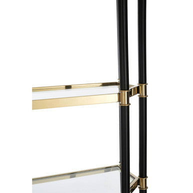 Allessi Clear Glass and Champagne Finish 5 Tier Shelf Unit