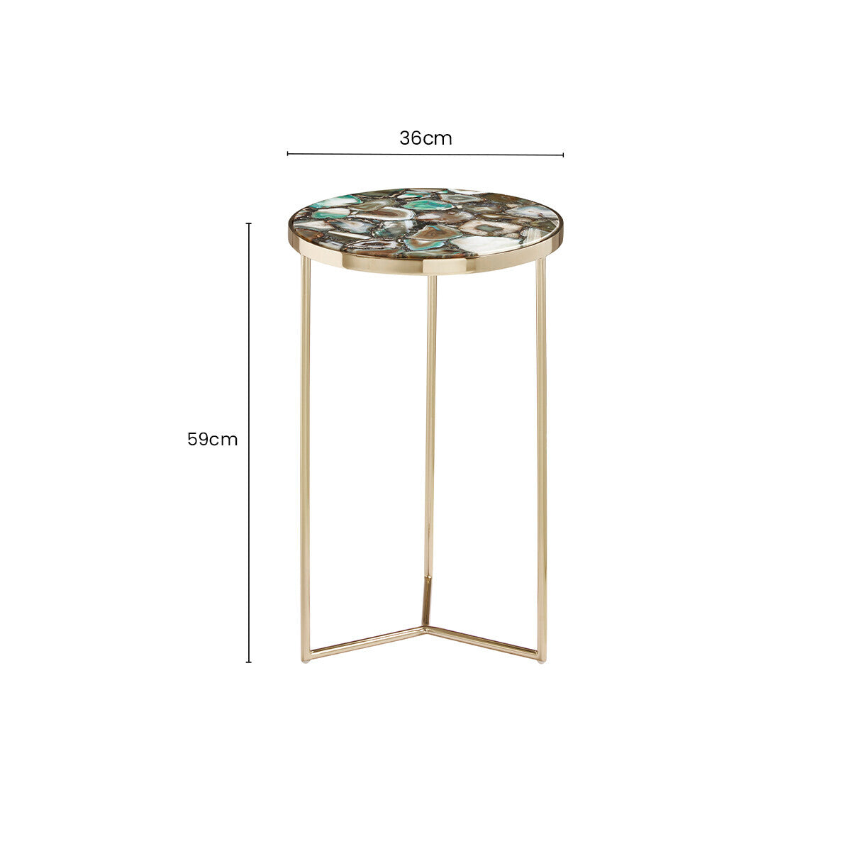 Vita Green Agate and Gold Finish Round Side Table