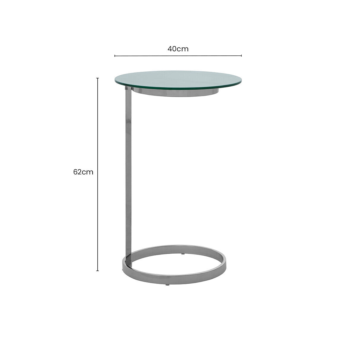 Oria White Marble Effect Glass Round Side Table with Silver Finish Base