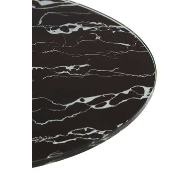 Oria Black Marble Effect Glass and Gold Finish Round Side Table