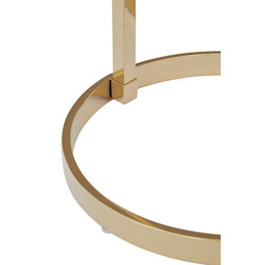 Oria Black Marble Effect Glass and Gold Finish Round Side Table