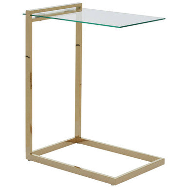 Oria Clear Tempered Glass Side Table with Gold Finish Frame