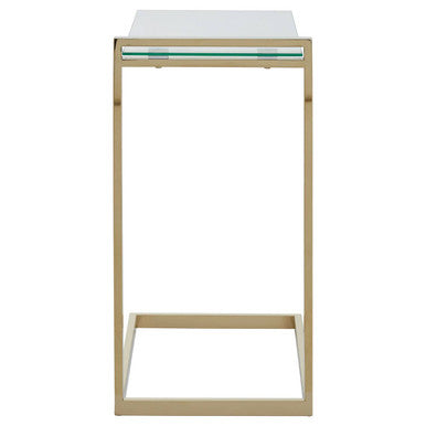 Oria Clear Tempered Glass Side Table with Gold Finish Frame