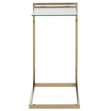 Oria Clear Tempered Glass Side Table with Gold Finish Frame