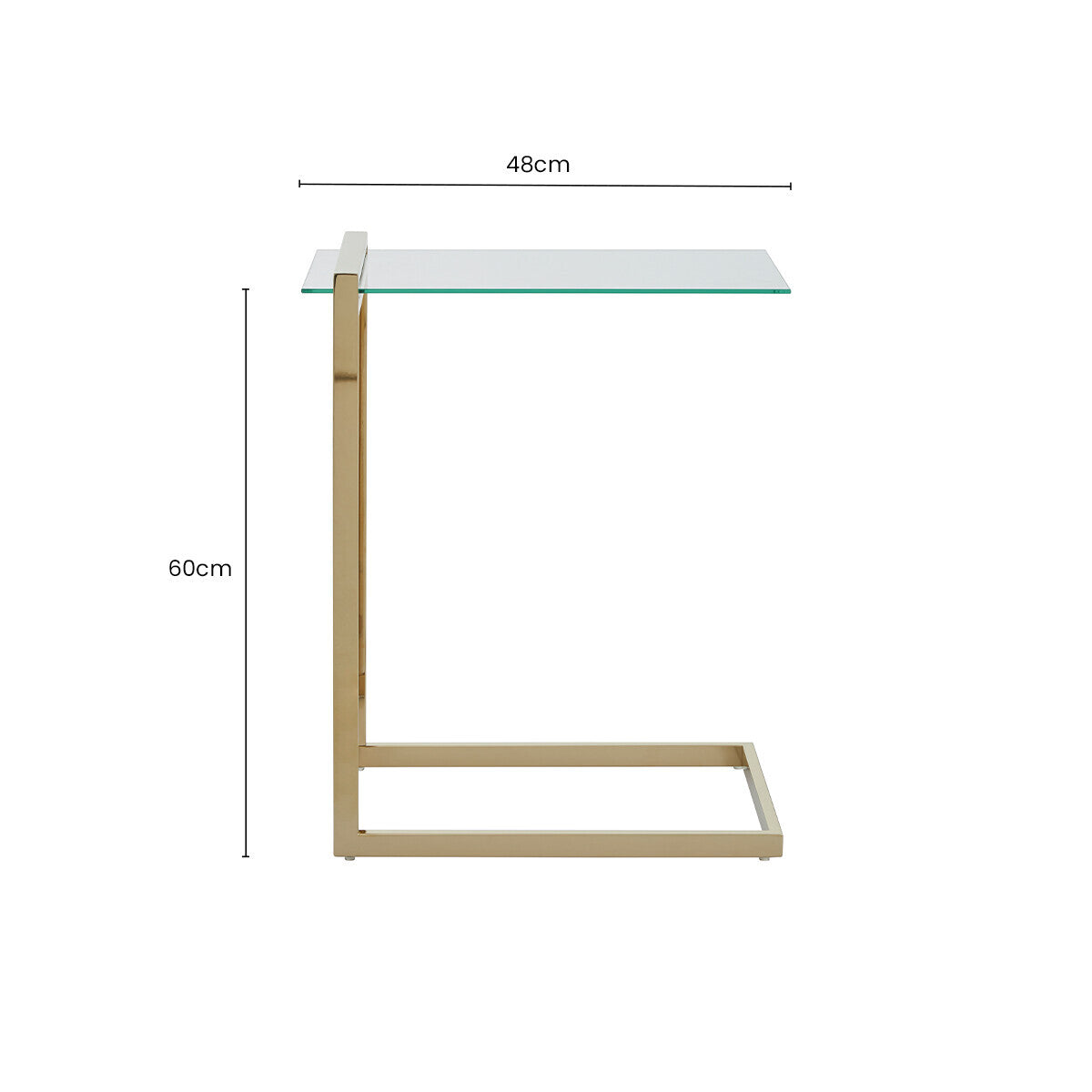 Oria Clear Tempered Glass Side Table with Gold Finish Frame