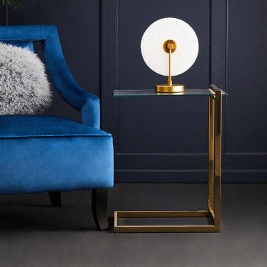 Oria Clear Tempered Glass Side Table with Gold Finish Frame