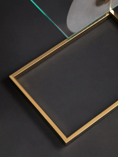 Oria Clear Tempered Glass Side Table with Gold Finish Frame