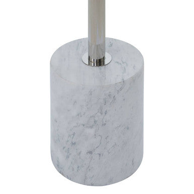 Oria White Marble Effect and Silver Finish Round Side Table