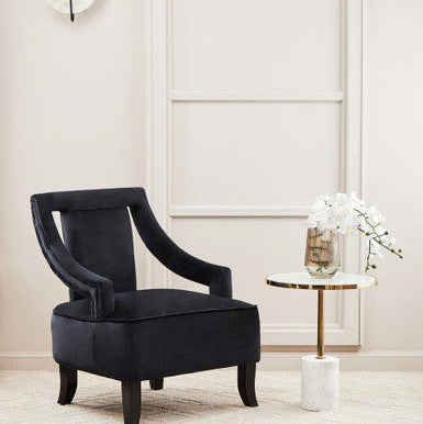 Oria White Marble Effect Glass Round Side Table