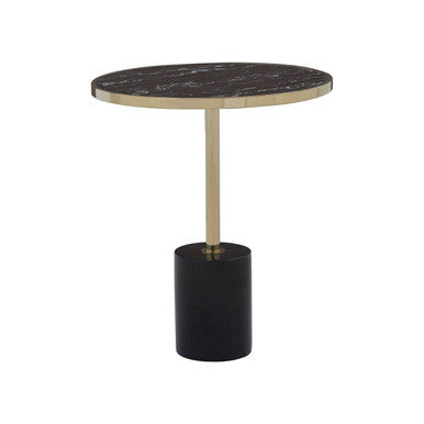Oria Black Marble Effect Glass Round Side Table