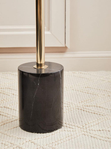 Oria Black Marble Effect Glass Round Side Table
