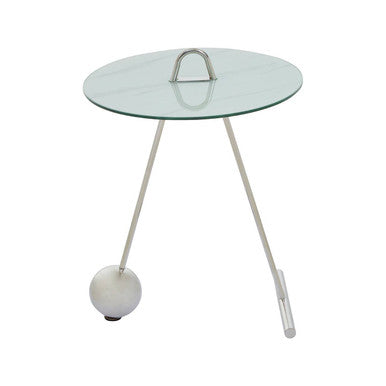 Oria White Marble Effect Glass and Silver Finish Side Table