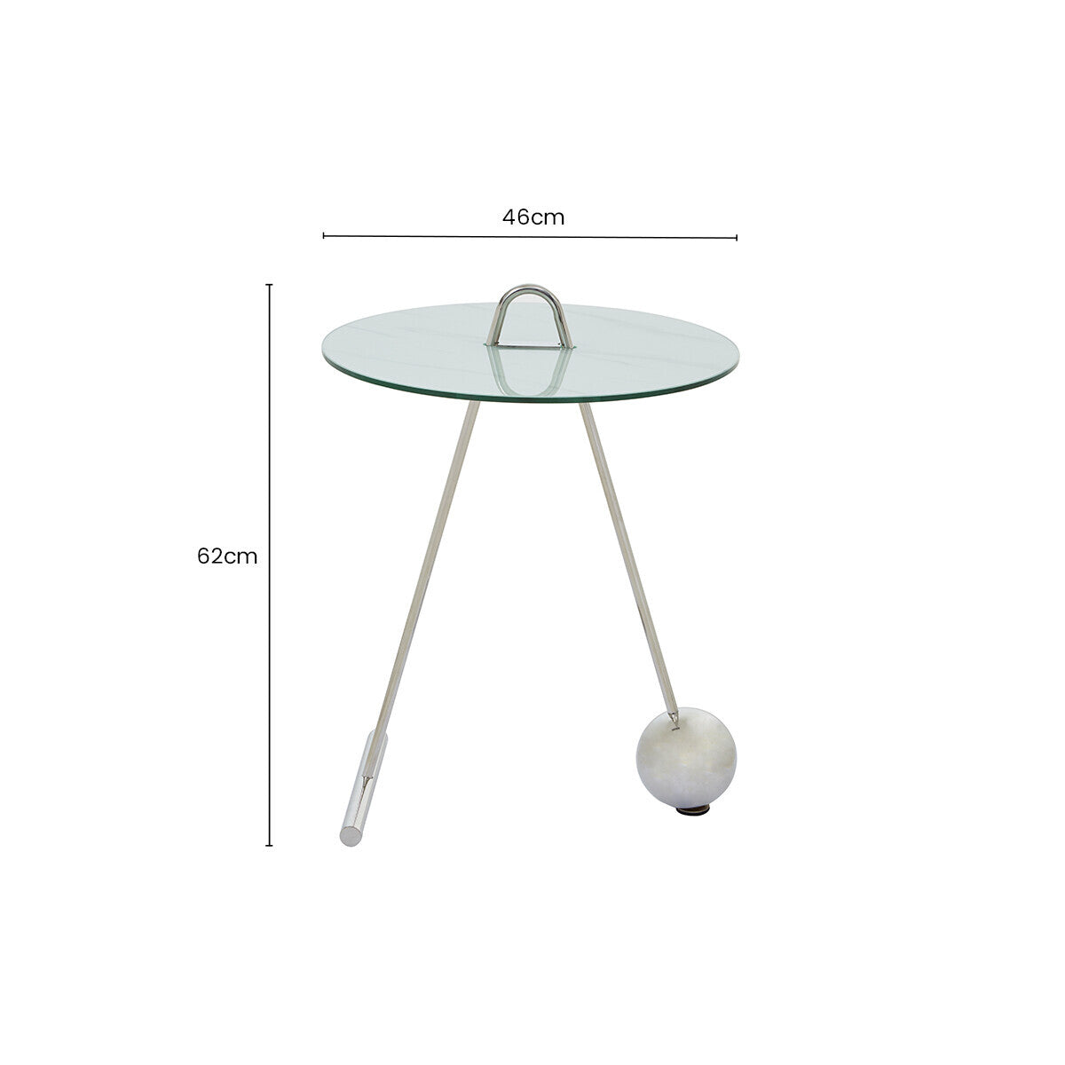 Oria White Marble Effect Glass and Silver Finish Side Table
