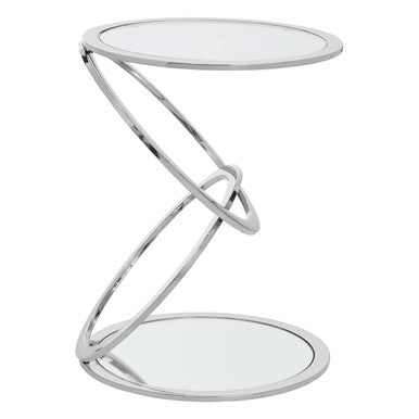 Oria Clear Glass Side Table with Silver Finish Frame