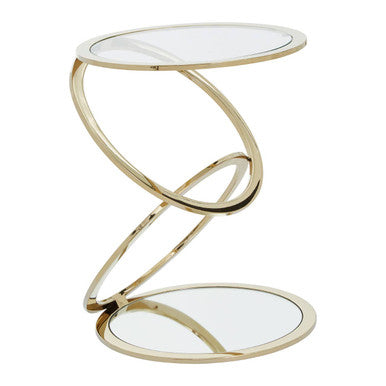 Oria Clear Glass Side Table with Gold Finish Frame