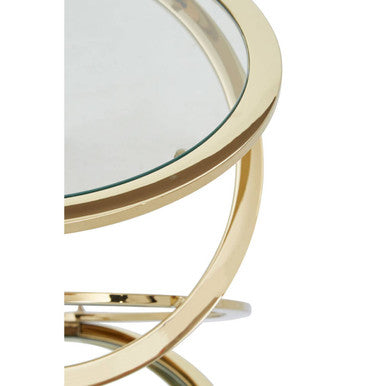 Oria Clear Glass Side Table with Gold Finish Frame