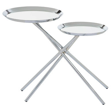 Oria Silver Finish 2 Tier Tray Side Table