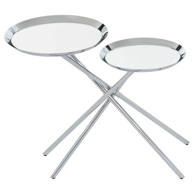Oria Silver Finish 2 Tier Tray Side Table