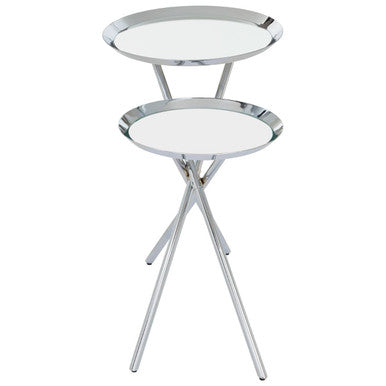 Oria Silver Finish 2 Tier Tray Side Table