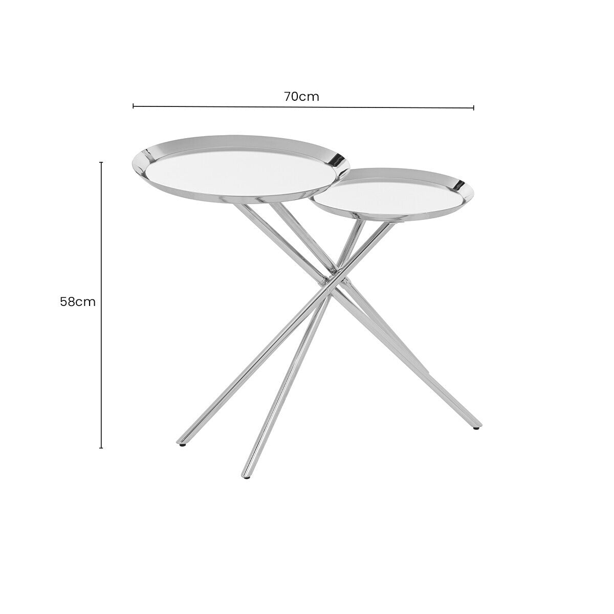 Oria Silver Finish 2 Tier Tray Side Table