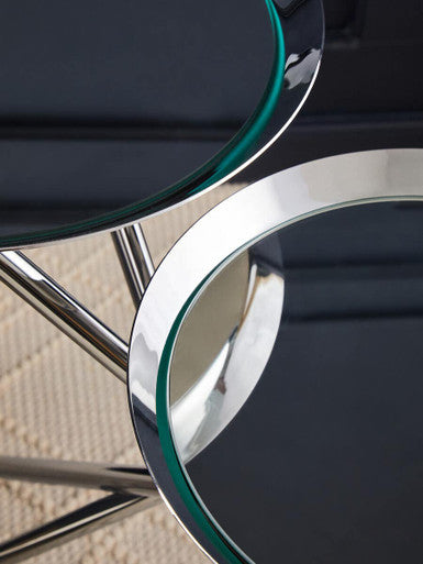 Oria Silver Finish 2 Tier Tray Side Table