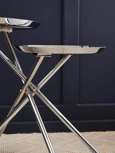 Oria Silver Finish 2 Tier Tray Side Table