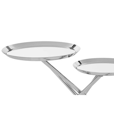 Oria Silver Finish 2 Tier Tray Side Table