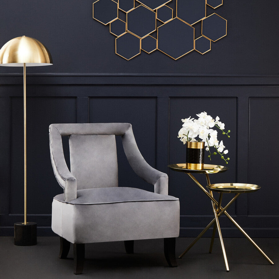 Oria Gold Finish 2 Tier Tray Side Table