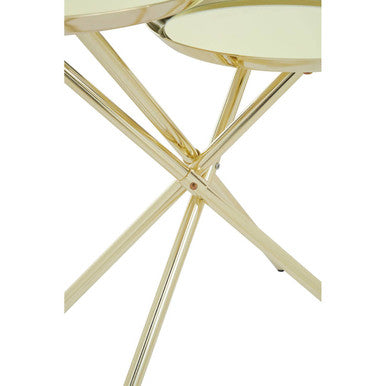 Oria Gold Finish 2 Tier Tray Side Table
