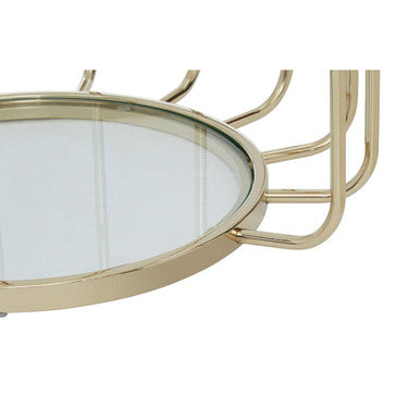Oria Clear Glass Side Table with Gold Finish Cage Frame