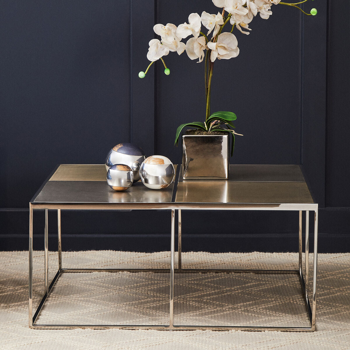Oria Brushed Silver and Gold Finish Coffee Table