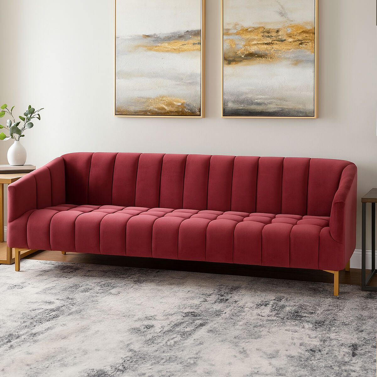 Bella Wine Velvet 3 Seater Sofa