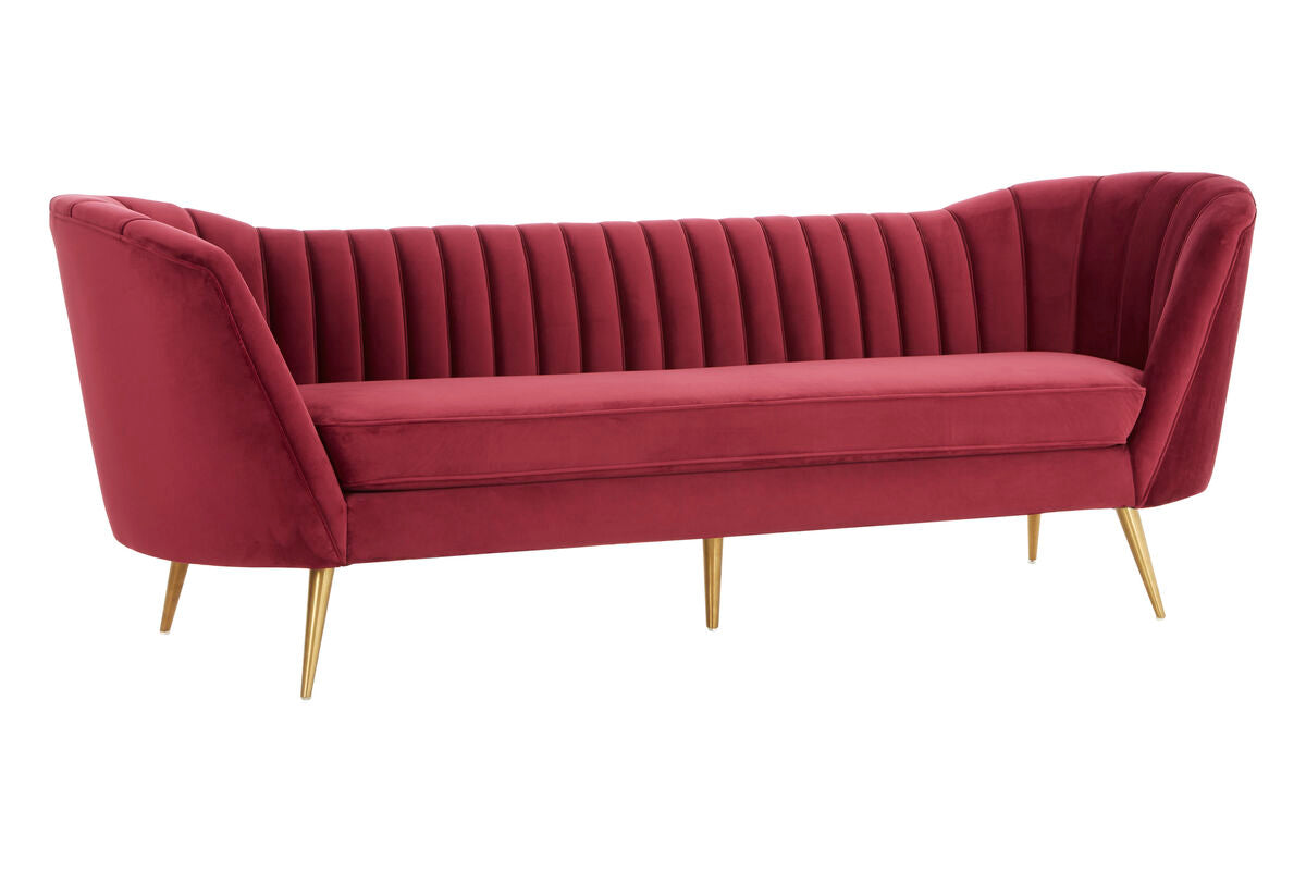 Binky Red Wine Velvet 3 Seater Sofa