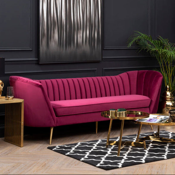 Binky Red Wine Velvet 3 Seater Sofa