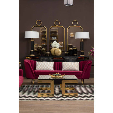 Binky Red Wine Velvet 3 Seater Sofa