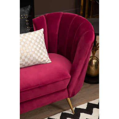 Binky Red Wine Velvet 3 Seater Sofa