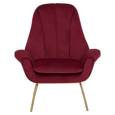 Billi Red Wine Velvet Lounge Chair