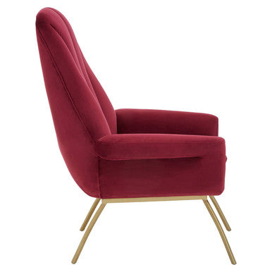 Billi Red Wine Velvet Lounge Chair
