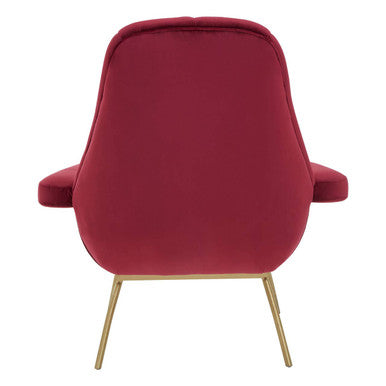 Billi Red Wine Velvet Lounge Chair