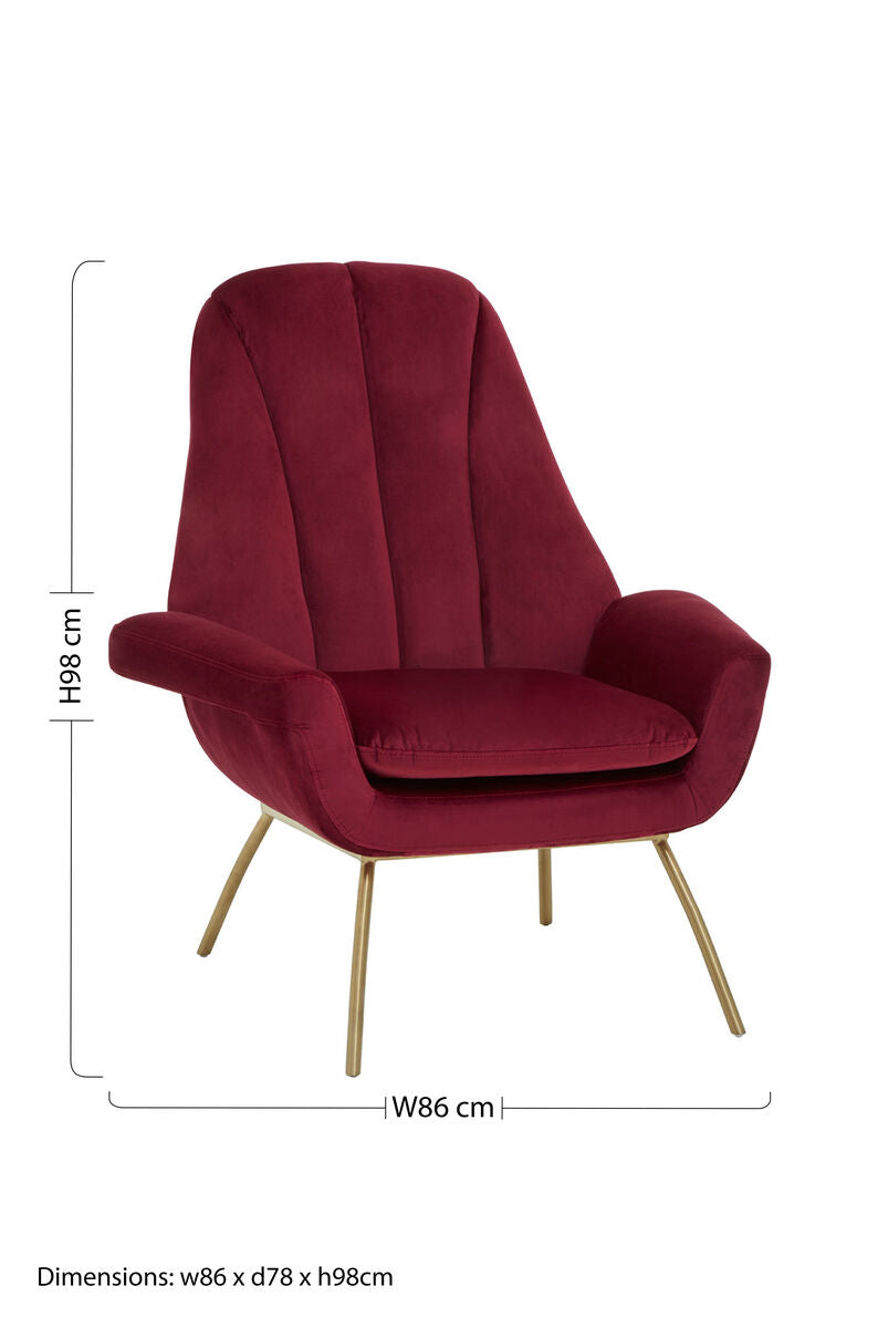 Billi Red Wine Velvet Lounge Chair
