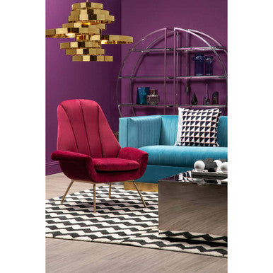 Billi Red Wine Velvet Lounge Chair