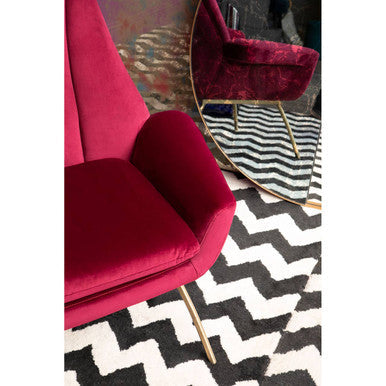 Billi Red Wine Velvet Lounge Chair