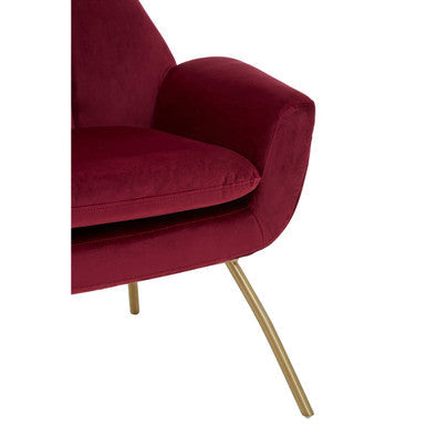 Billi Red Wine Velvet Lounge Chair