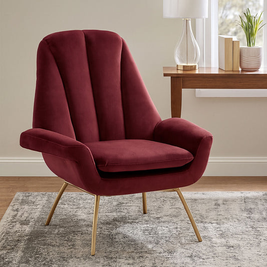 Billi Red Wine Velvet Lounge Chair