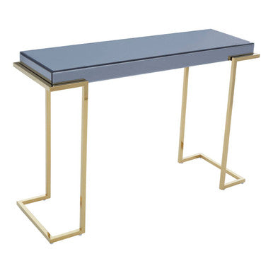 Kaso Grey Mirrored and Gold Finish Console Table